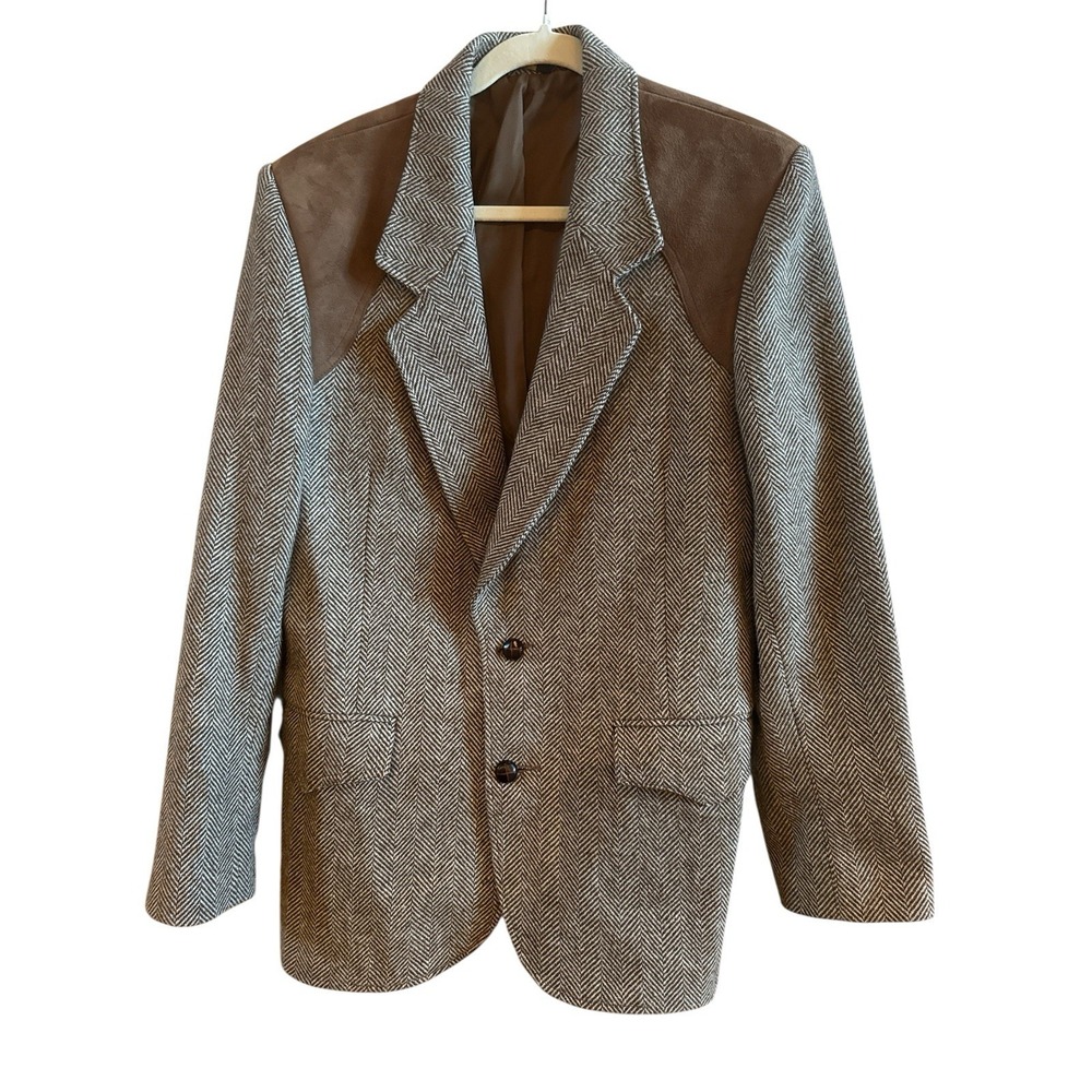 Pioneer Wear Western Men's Brown Tweed Suede Men's Jacket No Size Tag See Photos